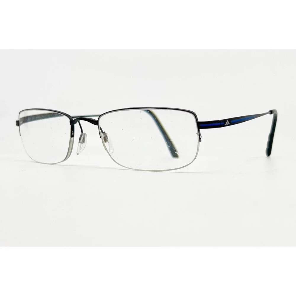 Adidas Eyeglasses Mens Black Blue Half Rim Frame af01 50 6053 52-19-140